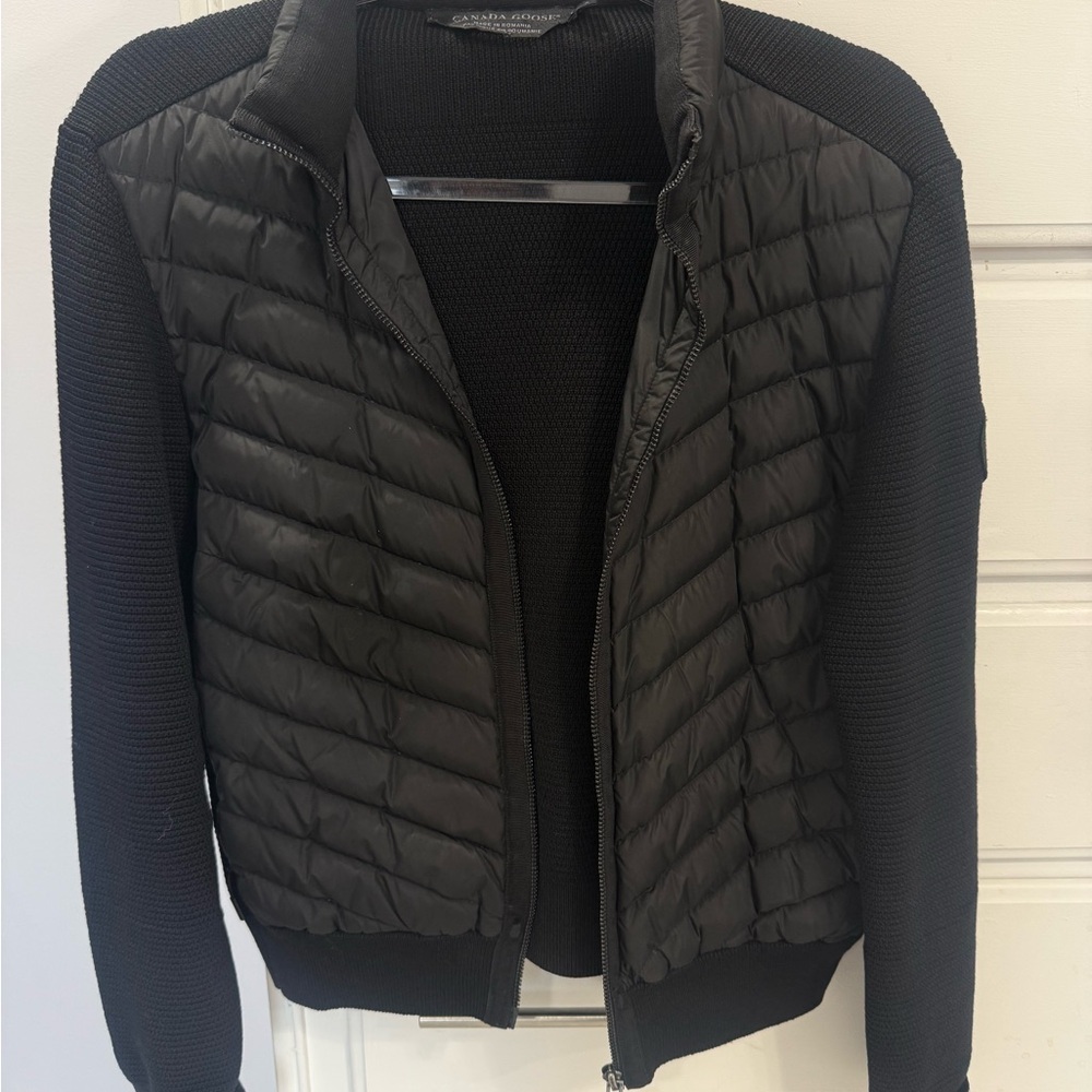 Canada Goose Black Quilted Knit-Sleeve Bomber